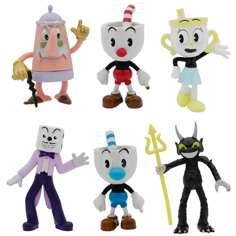 

10CM Game Cuphead Anime Figures 6Pcs/Set Cartoon The Chalice Mugman Action Figurines Collection Model Toys For Kids Fans Gift
