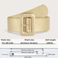 Women's Wide PU Leather Belt - Luxury Designer Fashion Accessory in Black and Pink - 100cm (Gold)