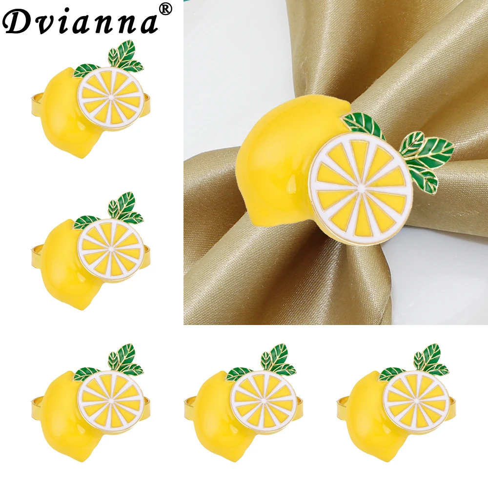 

8PCS Lemon Napkin Rings Metal Napkin Holders for Birthday Wedding Spring Summer Dinner Decor Home Table Decoration HWE111