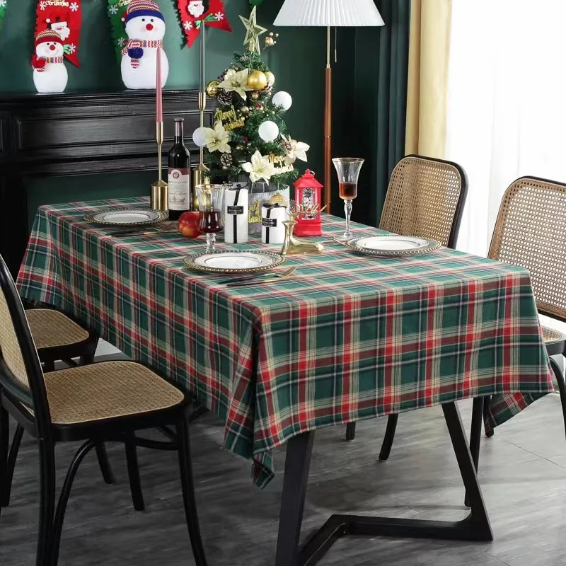 

Christmas Tablecloth Plaid Decoration Holiday Tablecloth Rectangular Coffee Table Cover Waterproof Oil-proof and Anti-scalding
