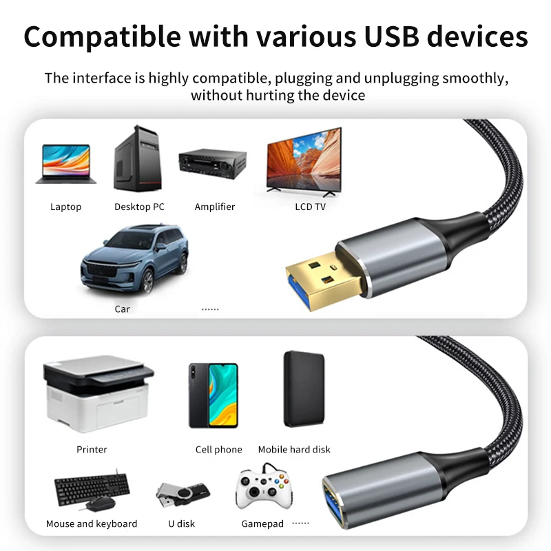 Premium USB 3.0 Extension Cable - Male to Female Extender Cord for Enhanced Connectivity