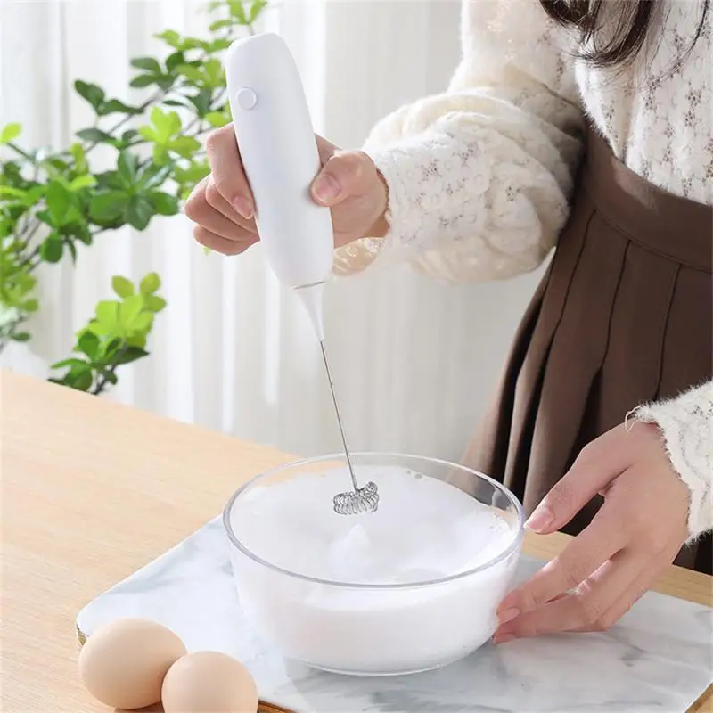 1 Set Electric Milk Frother Battery Operated Cream Whipper Stainless Steel  Coffee Milk Wireless Electric Mixer Kitchen Supply - AliExpress