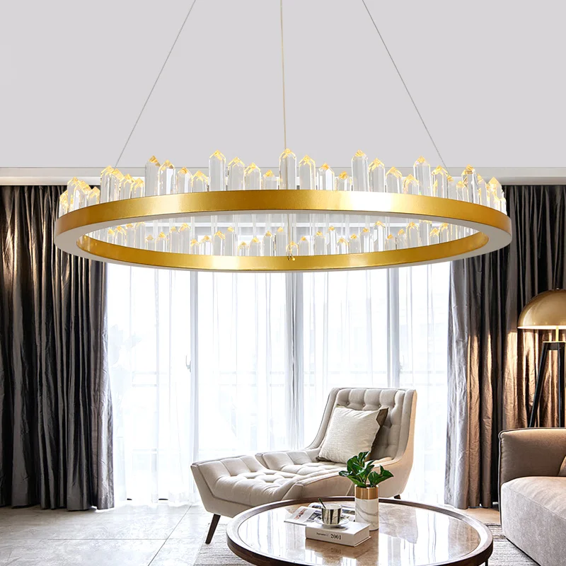 

Deyidn Modern Crystal LED Chandelier Round Golden/Black Living room Bedroom Dining room Nordic Indoor Lighting