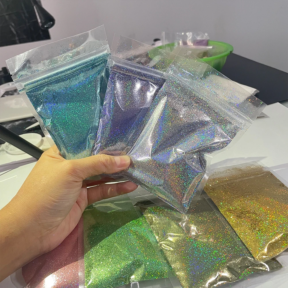네일 레이저 파우더용 은빛 벌크 글리터, 0.2mm 매직 미러, 무지개 빛깔 안료 1/128, 초박형 더스트 플레이크 매니큐어 장식, 50g
