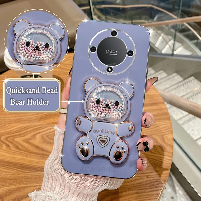 Luxury Plating Bear Holder Silicone Stand Case