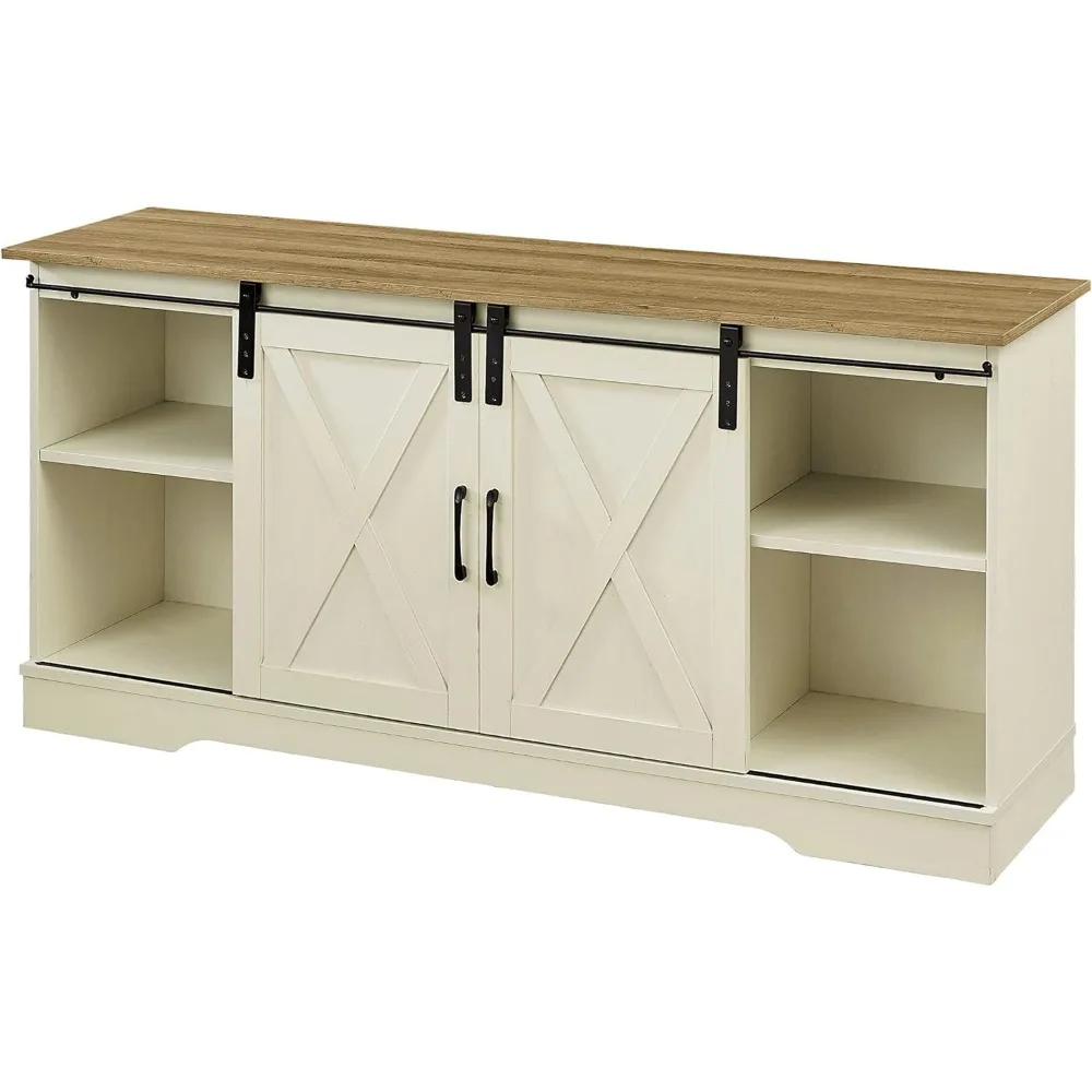 

Wood TV Stands for Living Room Rustic Entertainment Center With Sliding Barn Door Farmhouse TV Stand for 65+ Inch TV Cabinet