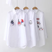 Fashion Office Lady Long Sleeve Blouse Women Autumn Cotton Embroidery Blouse Casual Loose Button Shirt Design Female Blusas 5083 - Image 2