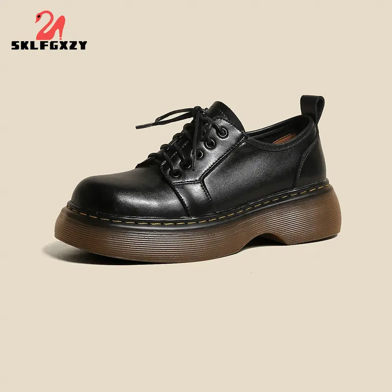 

Туфли-лодочки женские на толстой подошве, из натуральной кожи