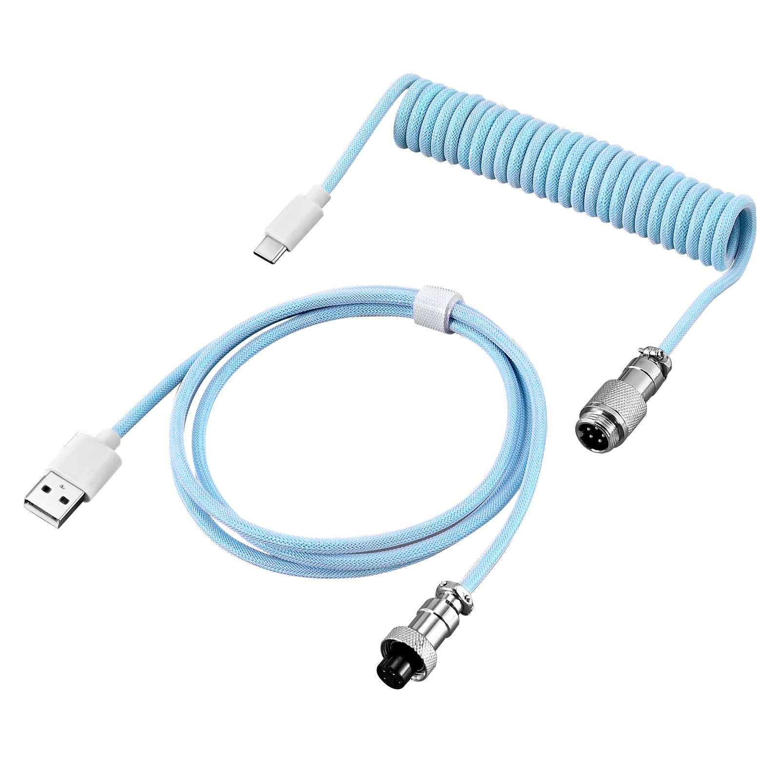 Premium Coiled USB Type C Aviator Cable for Mechanical Keyboards, 3m Spring Cord