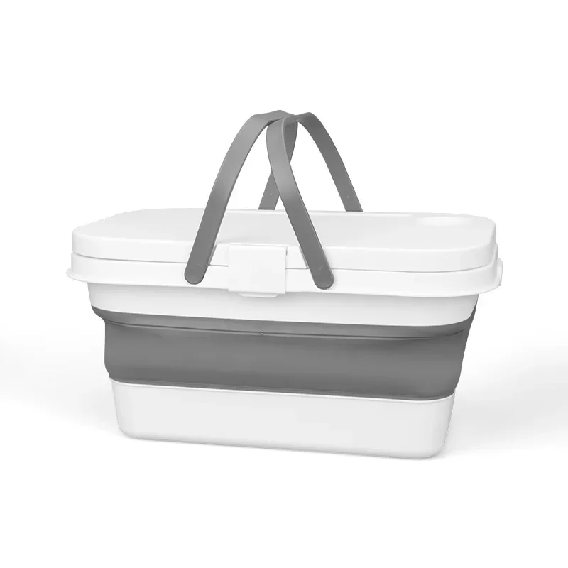 Portable Camping Picnic Bag Dual Purpose Kit with Lid Mini Table Folding Waterproof Basket Outdoor Lunch Thermal Storage Handbag