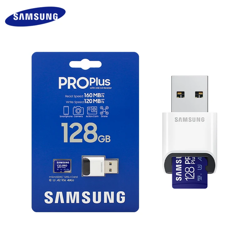 Samsung Tf (Microsd) Pro Plus Scheda Di Memoria Ad Alta Velocità Blue Card 128Gb 256Gb 512Gb Originale Plus Set Di Lettori Di Schede Sd