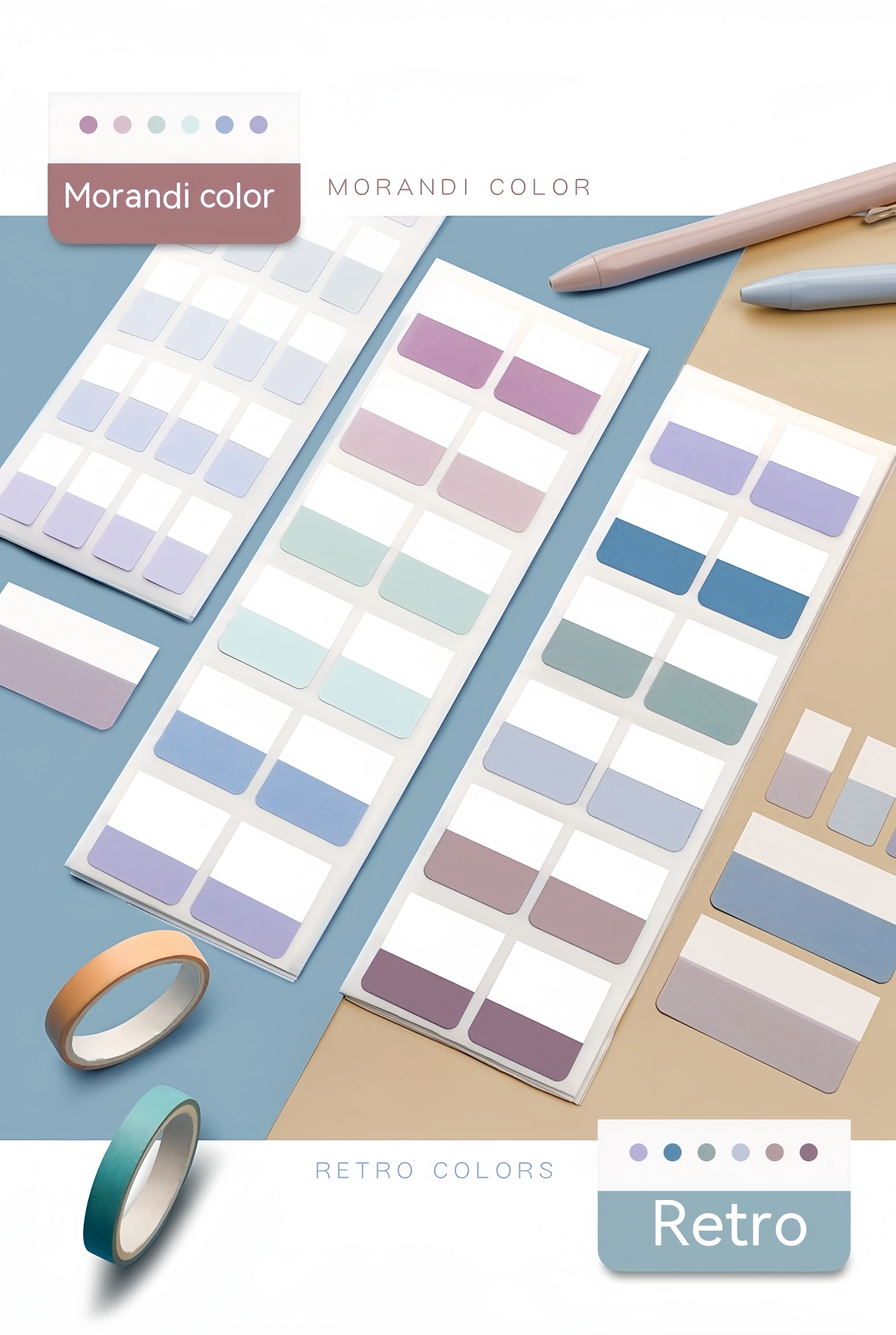 Index Sticker Notes Light Colors Sticky Tabs 3 Sizes 6 Colors Writable Reusable File Flag Labels for Bible