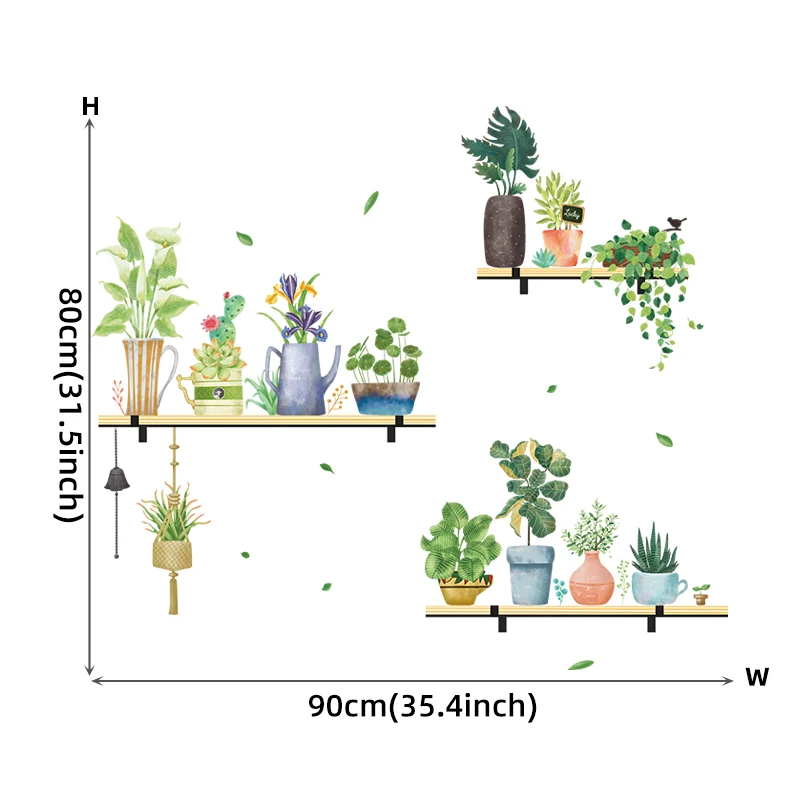 Stickers muraux plantes cactus aquarelles