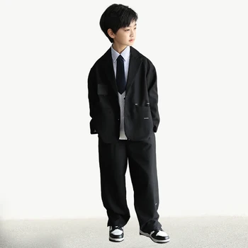 Set blazer per ragazzi adolescenti 4-14 giacca da completo + camicia a righe + pantaloni + cravatta 2/4 pezzi junior kids boys clothes set abbigliamento per bambini abiti