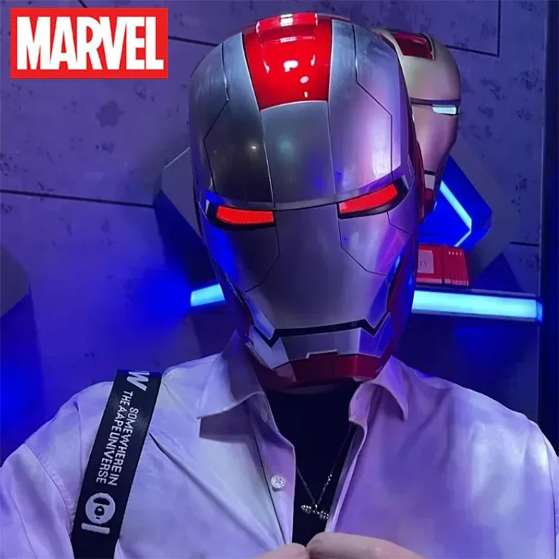 自動コスプレヘルメット,リモコンと音声制御付き,LEDライト付きマスク