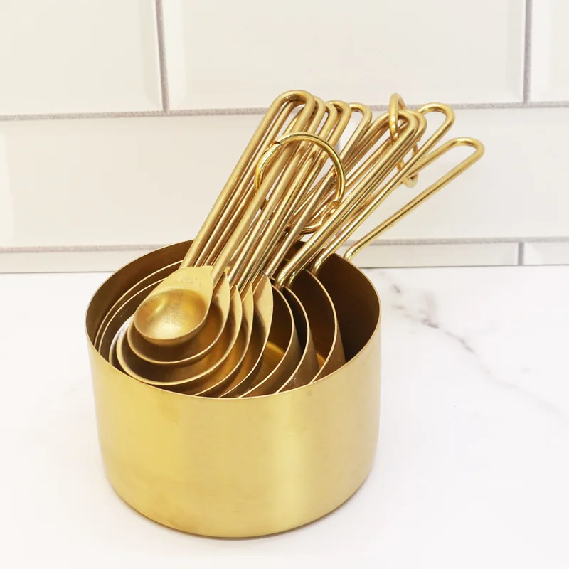 Baking tool Copper-plated Stainless Steel Measuring Cup 4-piece Set Electronic Measuring Spoon Kitchen Measuring Spoons Measuring Spoon Set Measuring Cup and Spoon Set Plastic Measuring Cup DIY Baking Measuring Spoon
