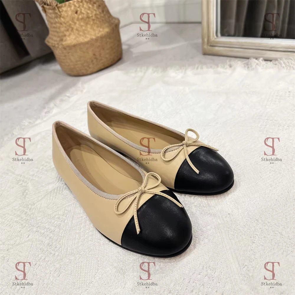 Women's Ballet Flats Shoes Plus Size EU 34-43 | Genuine Cow Leather Round Toe, Butterfly Decor Shallow Cut Comfortable Flats - H 4