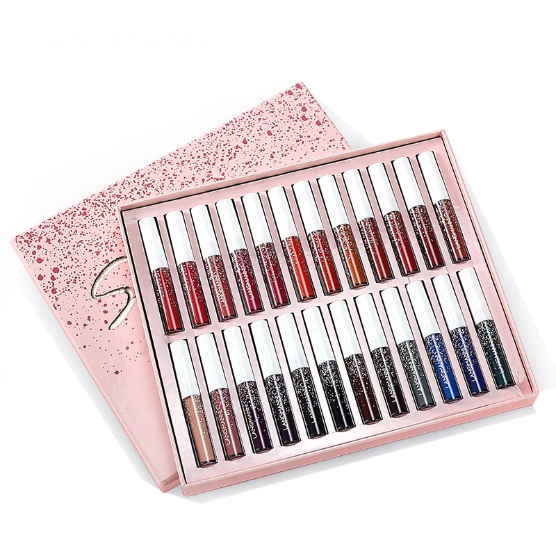 

24 Colors Matte Lip Glaze Set Halloween Non-stick Cup Lip Makeup Waterproof Long-lasting lipstick Lip Gloss set gift box