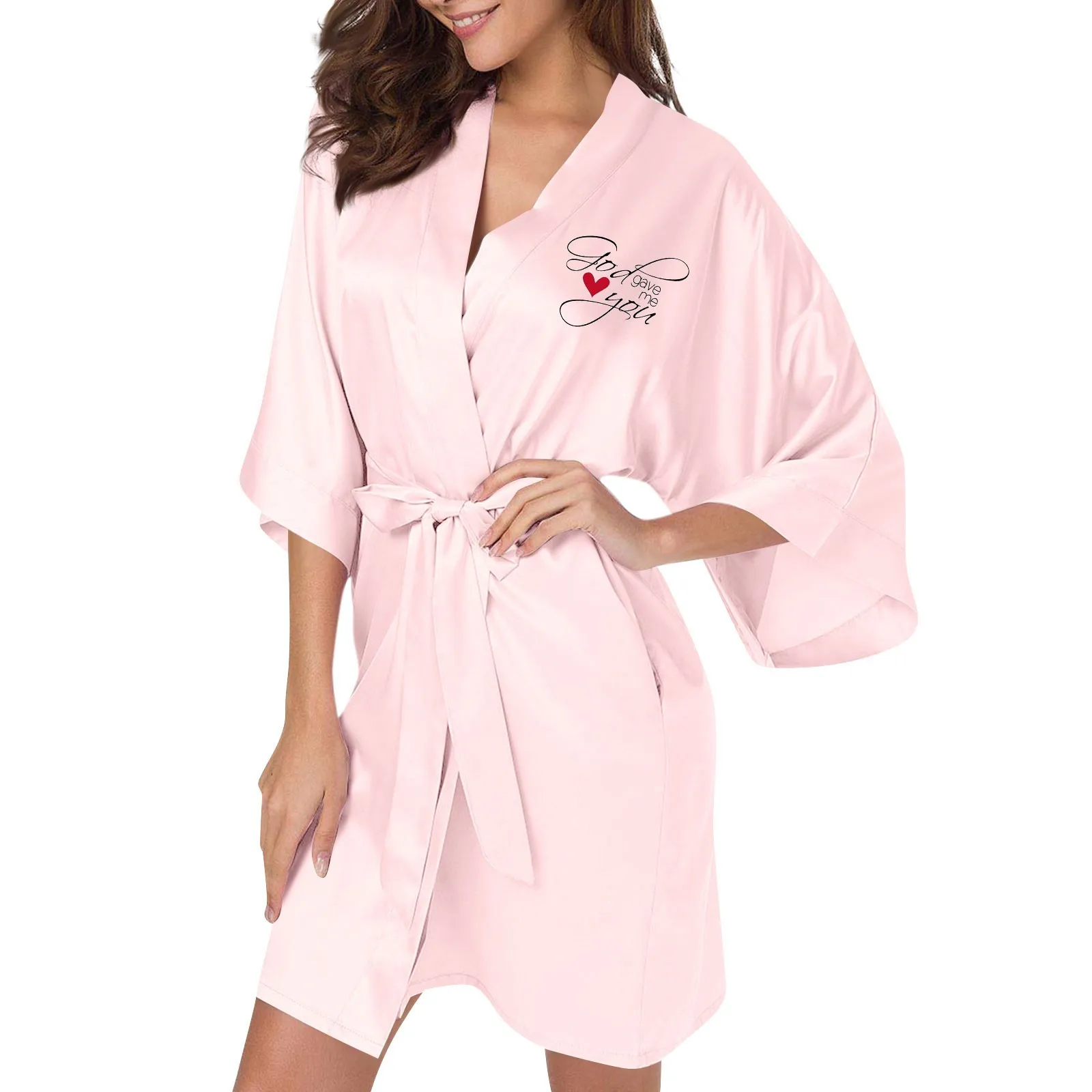 

Women Silk Satin Short Night Robe Solid Kimono Robe Fashion Bath Robe Sexy Bathrobe Peignoir Femme Wedding Bride Bridesmaid Robe