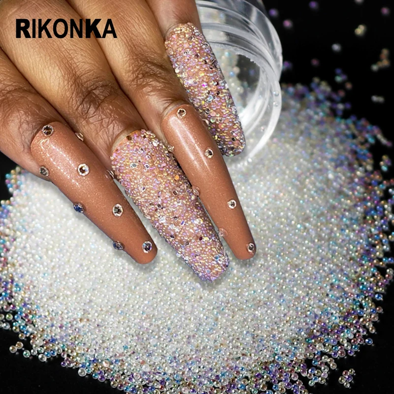 

AB Glass Crystal Colorful Caviar Beads Nail Rhinestone Shiny Mix Size Beads For Nail Art Decorations Manicure Charms Accessories