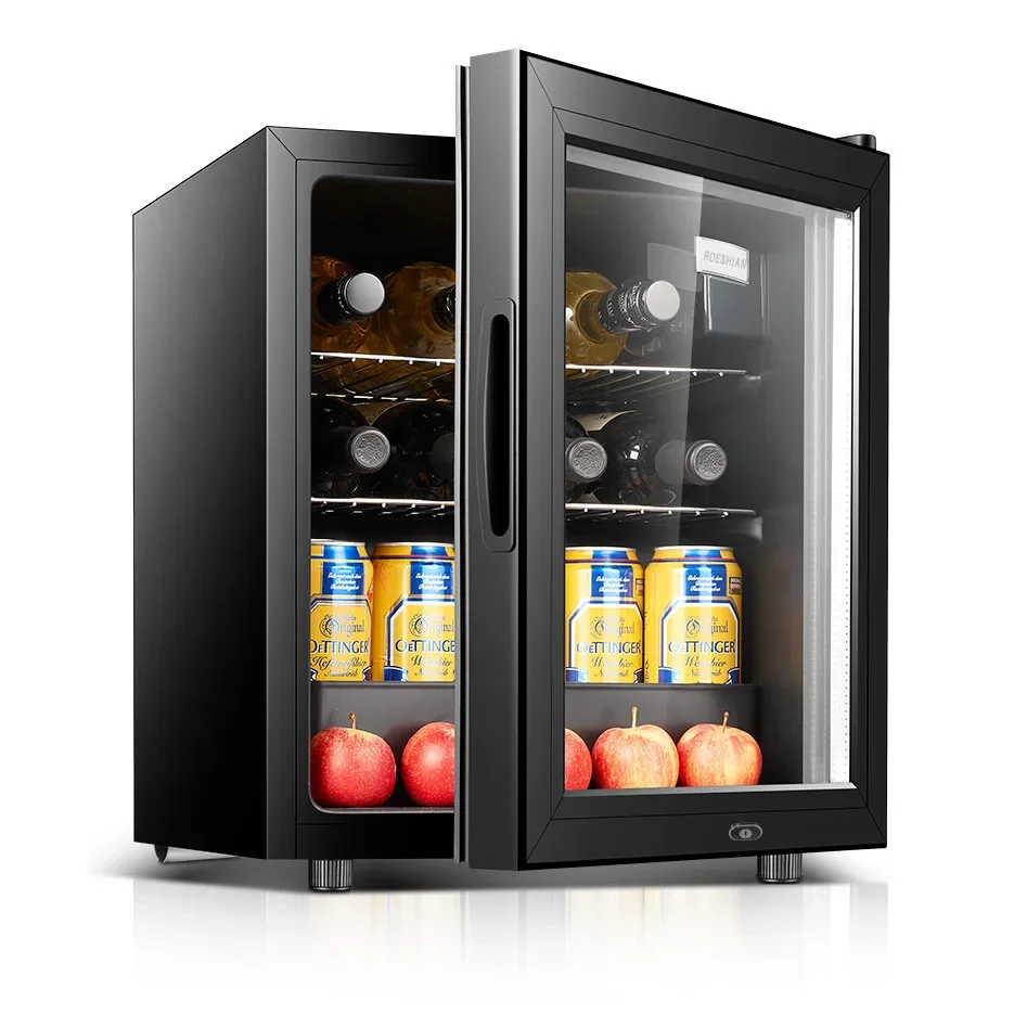 3.2cu Ft Glass Door Fridge Showcase Black Refrigerator Cellar Cabinet Wine Cooler