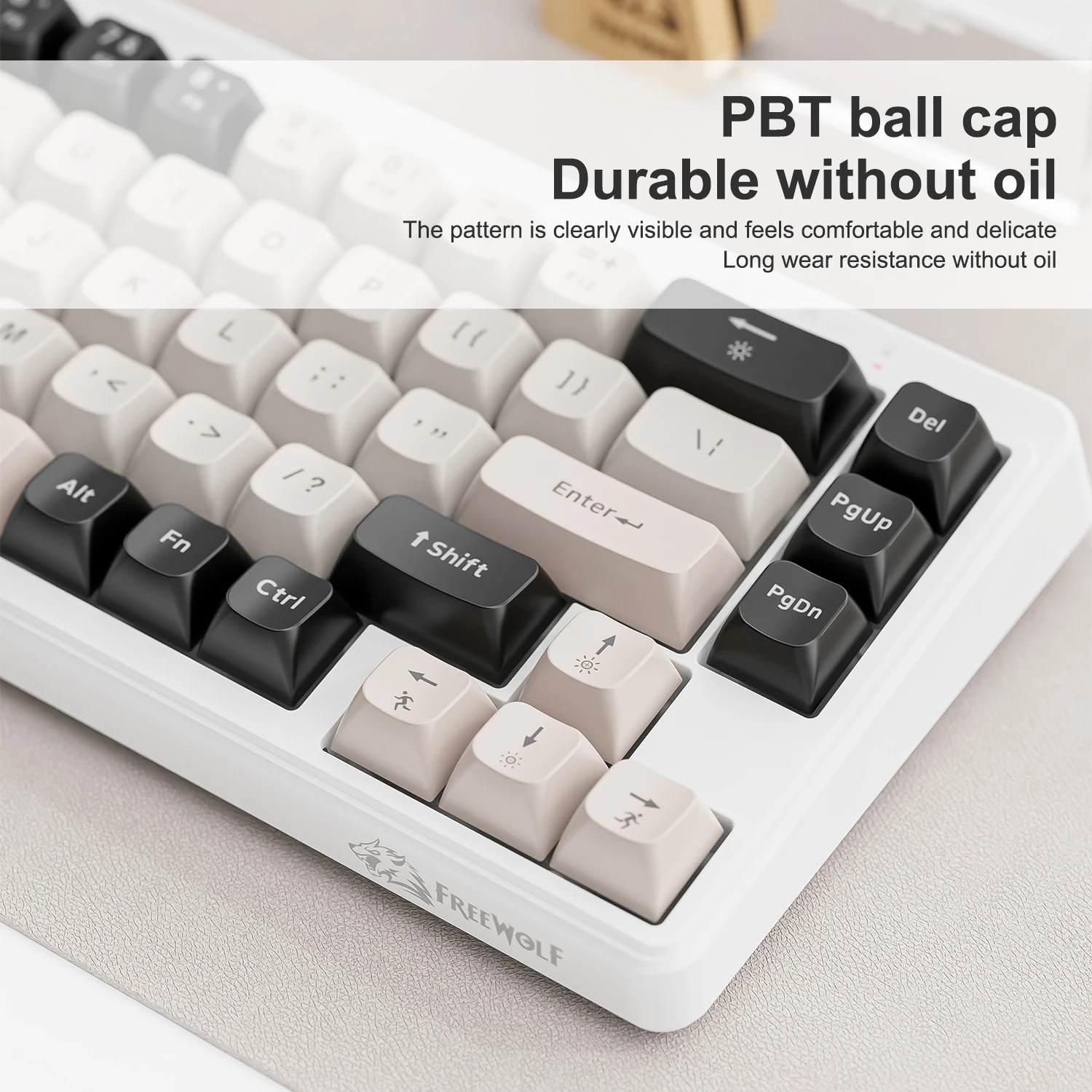 FREEWOLF M68 미니 무선 키보드 및 마우스 세트, 무음, 트라이 모드 Bluetooth, PBT, 백라이트, 업무용 키보드 및 마우스 콤보