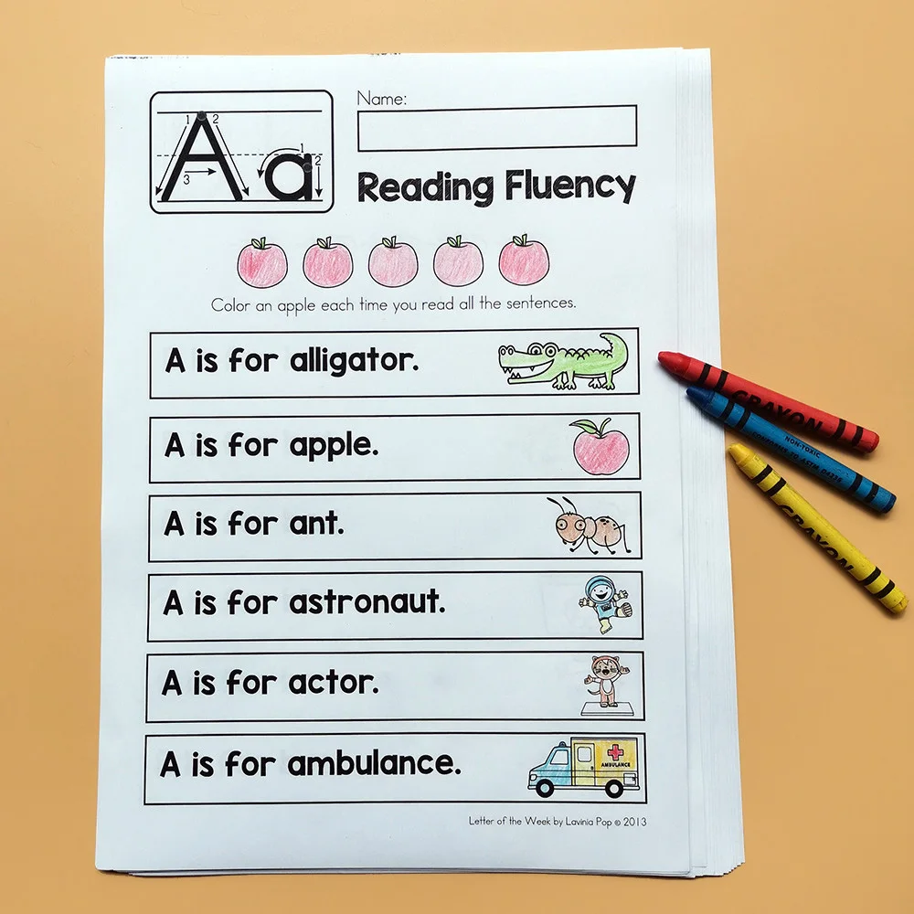 26 Pages English Letters Phonics A-Z Reading Fluending Montessori Alphabet Children's English Early Education worksheet 6