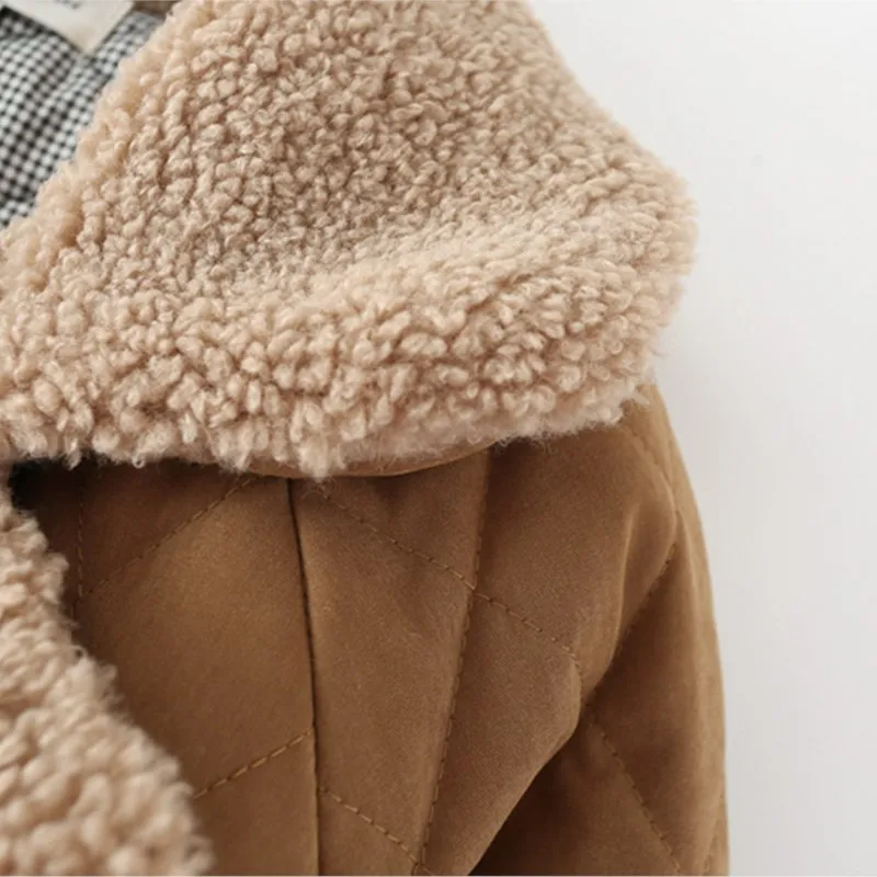 4XL Winter Parkas Plus Size Women's Clothing Loose Down Padded Coat Fashion Wheat Fleece Raglan Sleeve Drawstring Quilted Jacket