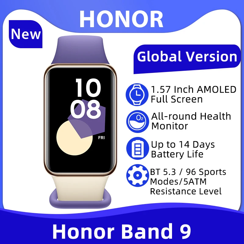 Умный Браслет глобальная версия Honor Band 9 с дисплеем AMOLED диагональю 1,57 дюйма и Пульсометром