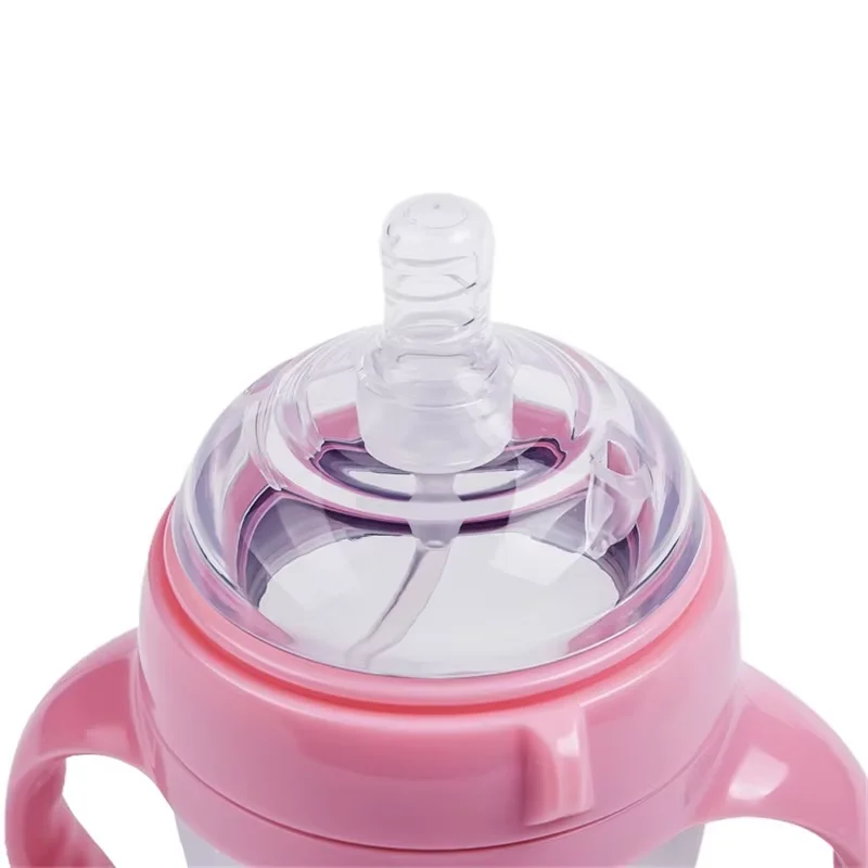 150ml Baby Silicone Milk Feeding Bottle Big Mouth Nipple Pacifier Bottle 5oz Anti Colic Wide Neck Soft Silicone with PP Handle