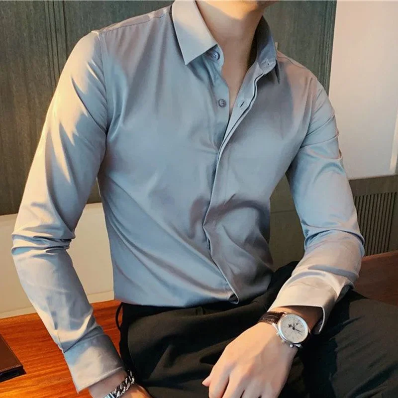 라펠 단추 단색 올매치 셔츠, 오버사이즈 캐주얼 상의, 긴팔 한국 셔츠, 패션 의류, 2023 가을 신상
