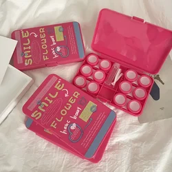 Compact Pink Contact Lens Storage and Organizer Kit - Leakproof, Portable, and Transparent - Set of 6 Boxes (Rose 1 Box)