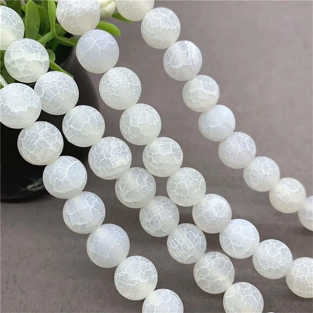 

Natural White Weathered Agate Beads for Jewelry Making Round Loose Bead DIY Necklace Bracelet Onyx Accessories 6/8/10/12mm