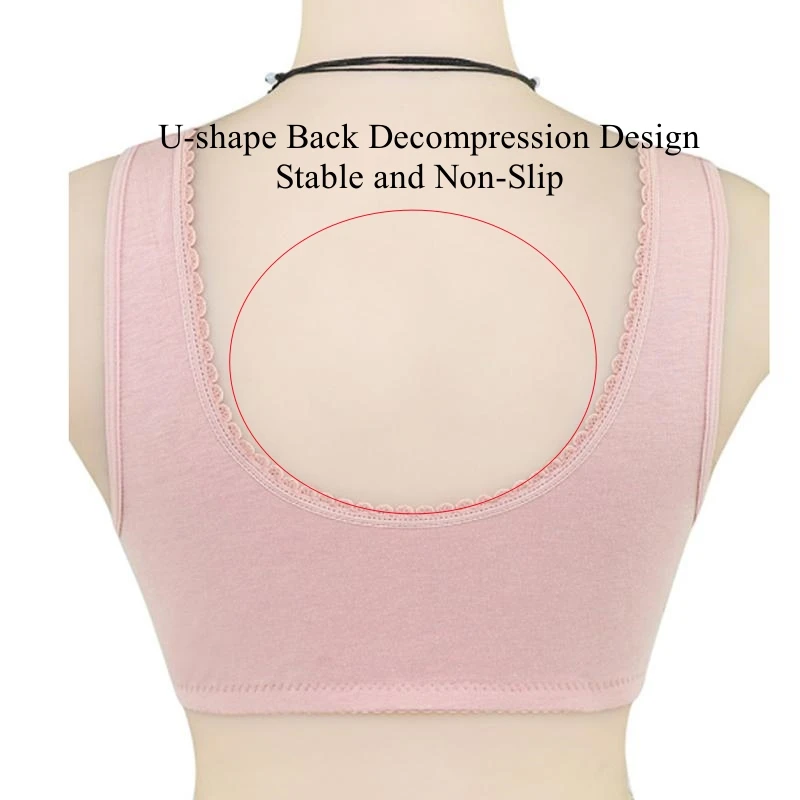 Womens bra full cotton front closure vest soft intimate plus size wide strap