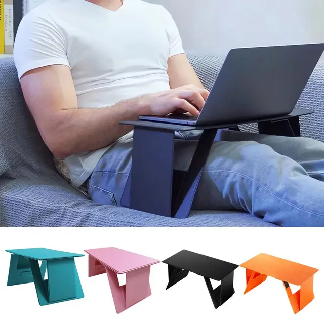 Fake Leather Wood Laptop Stand Foldable Computer Support Stand Adjustable Small Magnetic Laptop Desk Bed