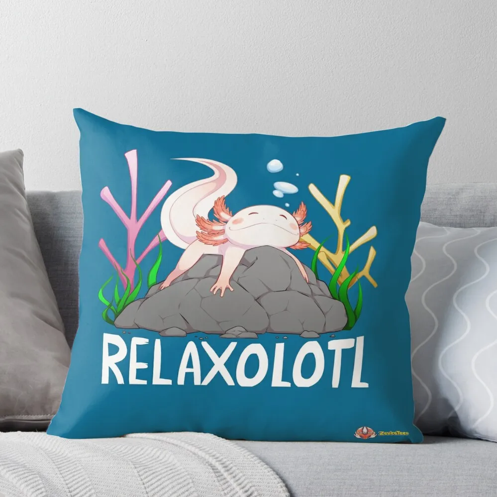 

Relaxolotl a cute relaxing axolotl on a rock Throw Pillow christmas pillow case Pillow Cover