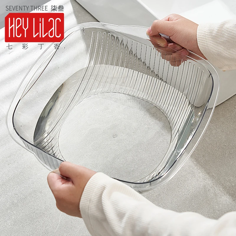 HeY LiLac Plastic Transparent Thicken Washbasin Student Dormitory Household Large Capacity Washbowl