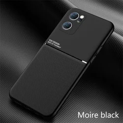 Silicone Magnetic Holder Plate Soft Leather Phone Case for Find X5 Lite (Black)