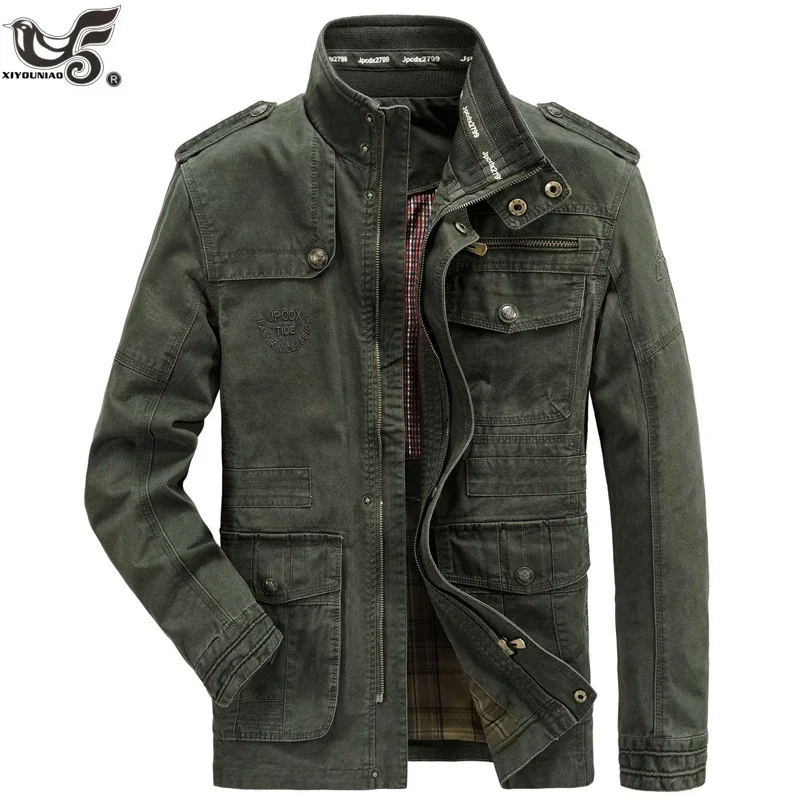 Mult-pockets Military Jacket Men 100% Cotton Pilot Jacket Coat