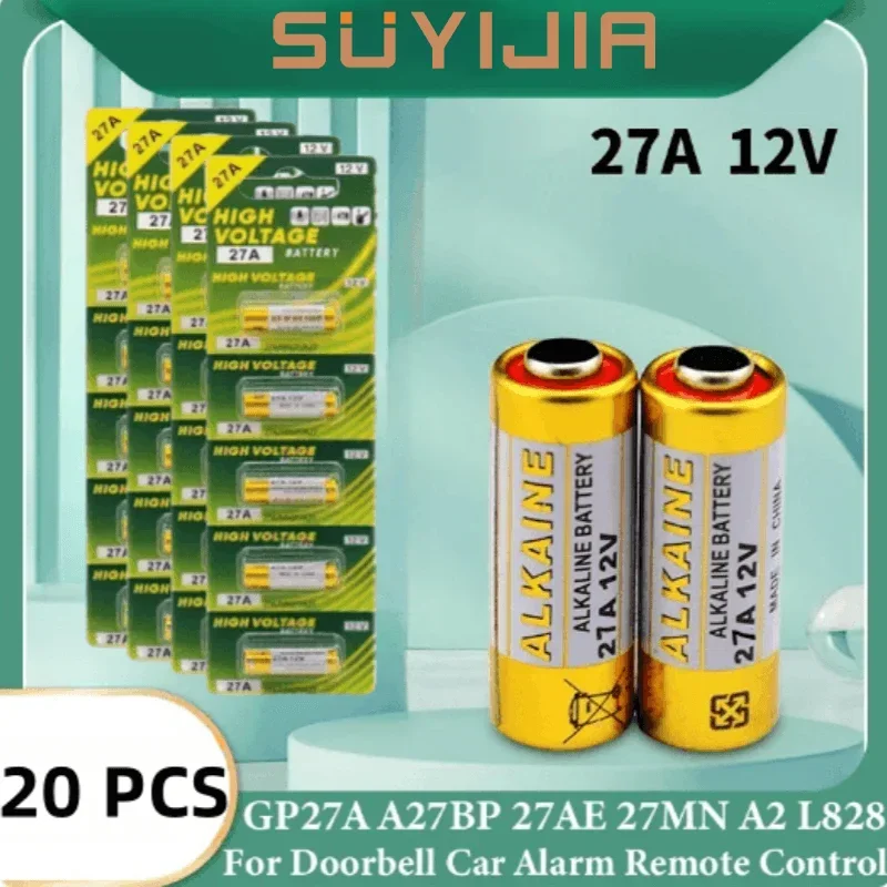 20PCS 12V A27 27A G27A MN27 MS27 L828 Alkaline Battery V27GA ALK27A A27BP K27A Dry Battery Toy Doorbell Alarm Remote Control