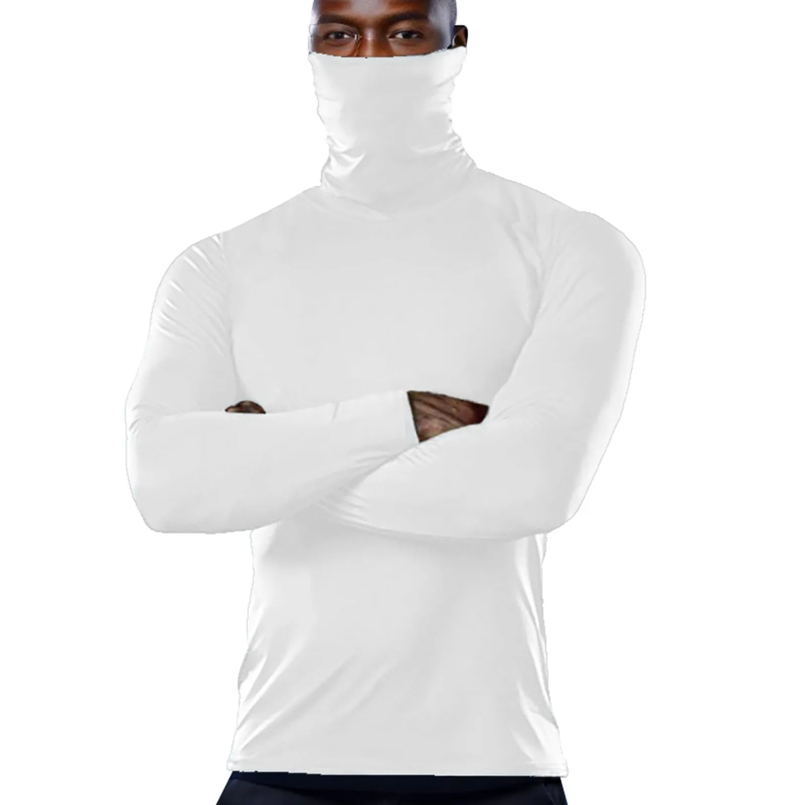 

Men's Turtleneck Long Sleeve Solid Colour Stretch Slim Fit Bottoming Top Blouse Casual Fitness Shirt Loose Streetwear
