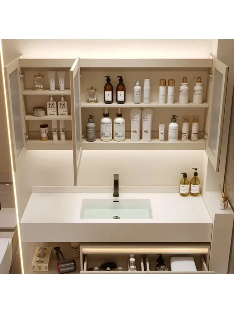 Rock Plate Bathroom Cabinets Multifunction Fog Removal Vanity Smart Mirror Cabinets Furniture Arredo Bagno