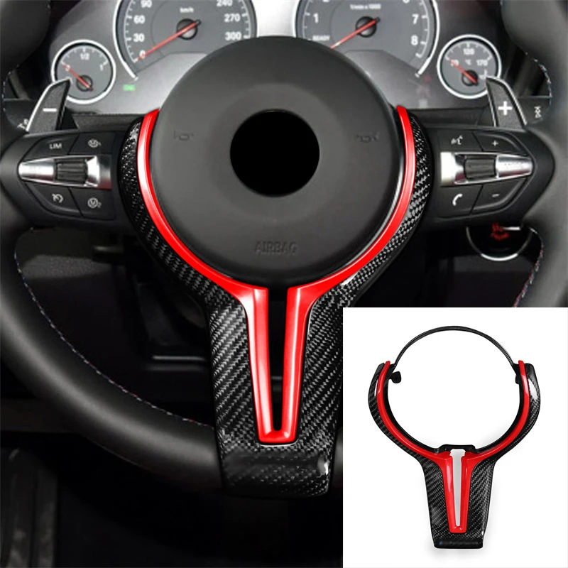 M Power Steering Wheel Covers Car Carbon Fiber M sport Steering Wheel Trim Decoration for BMW F10 F30 F20 F11 F12 F32 F33 M3 M6