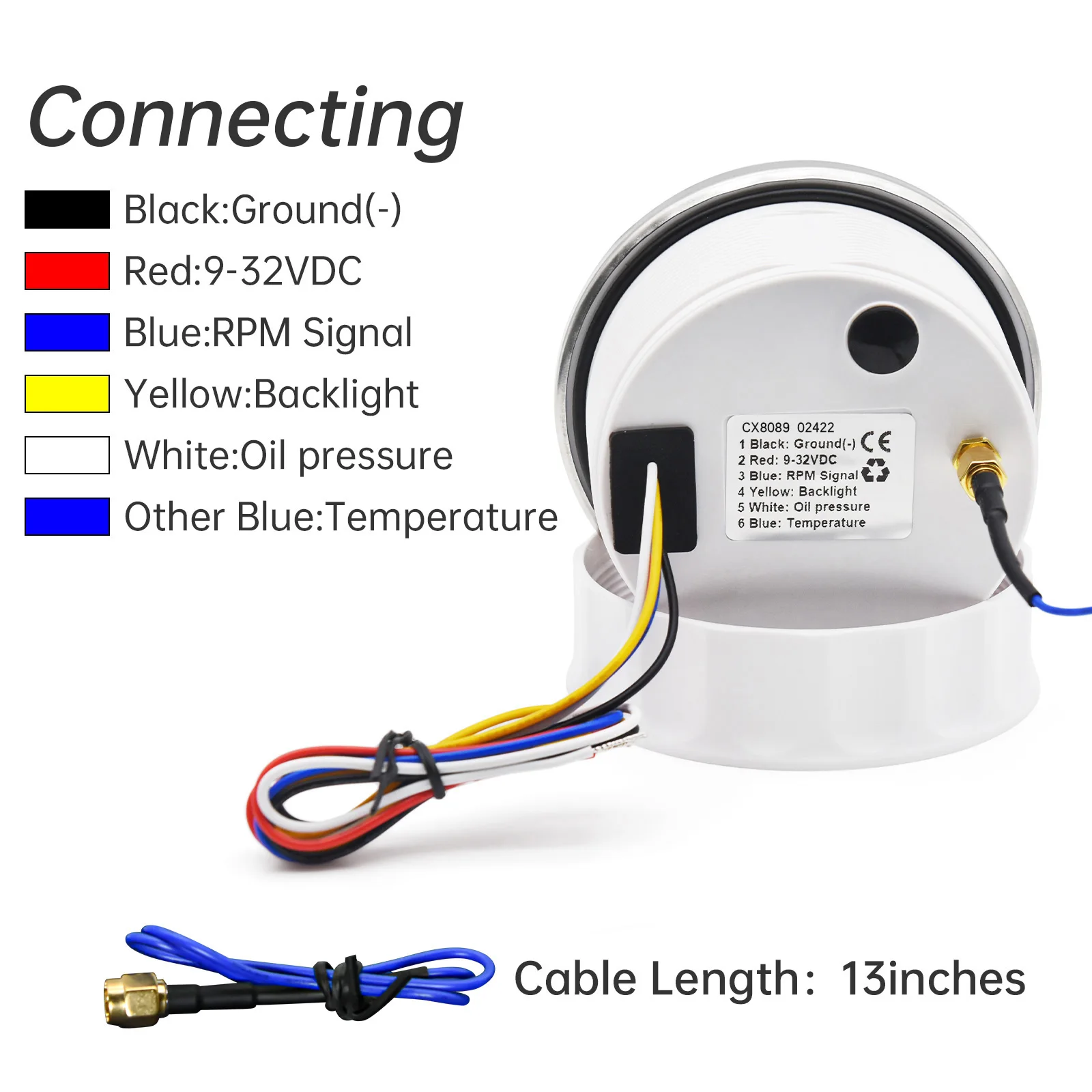 3 In 1 Tacho Meter 85MM Gauge Red Backlight for Marine Boat 3000-8000RPM Tachometer Water Temperature Oil Pressure Gauge Sensor tachometer gauge engine tachometer tachometer meter