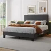 Queen Headboard,Linen Upholstered Bed Frame with Wood Slats Support,No Box Spring Needed,Heavy Duty Feet,Easy Ass 2