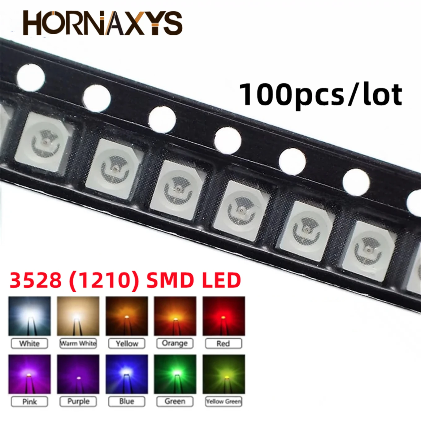 100 Pz/Lotto Diodi Led Smd 3528 1210 Diodo Smd Led Diodo Kit Verde Rosso Bianco Caldo Blu Ghiaccio Giallo Rosa Viola-Uv Arancione Rgb