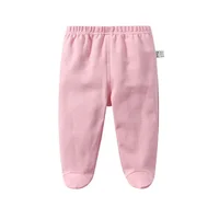 0-12Months Spring Autumn Cotton Breathable Newborn Baby Pants Solid Wrap Foot Long Trousers Casual Baby Leggings For Girls Boys 2