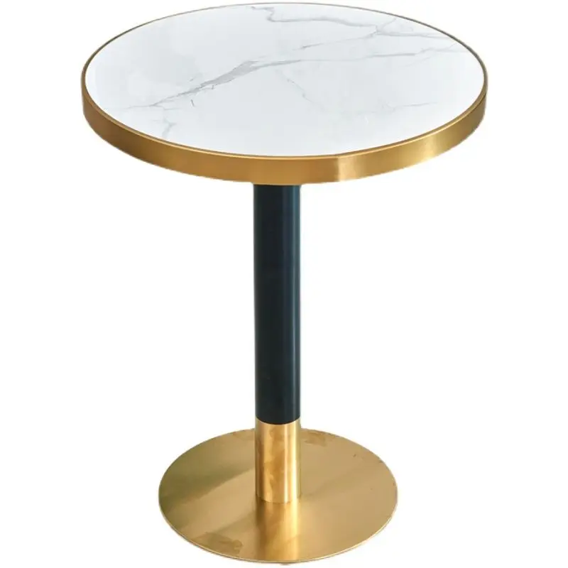 Nordic imitation marble pattern small round wooden table milk tea shop coffee shop dessert burger snack  dining coffe tables