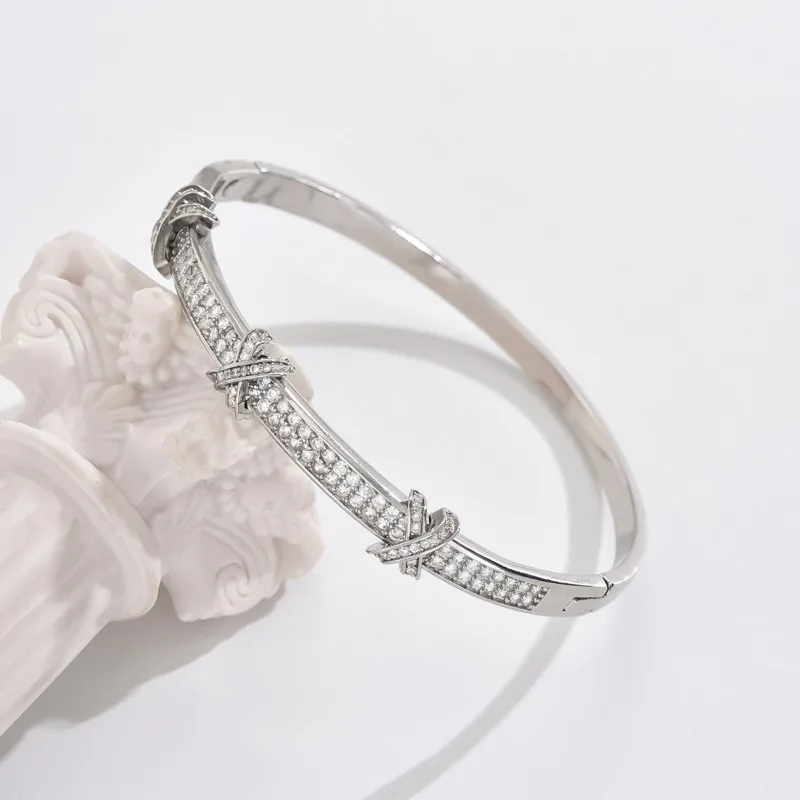 Diamond Cuff Bracelet - Minimalist Letter Bangle for Women, Adjustable Width with Custom Engraving, Dainty Wrist Jewelry Gift