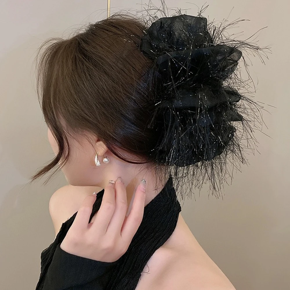 Large White Bow Hair Claw Clip Elegant Hair Accessories for Women Girls Temperament Hair Grips Clamp Korean Headwear Gift